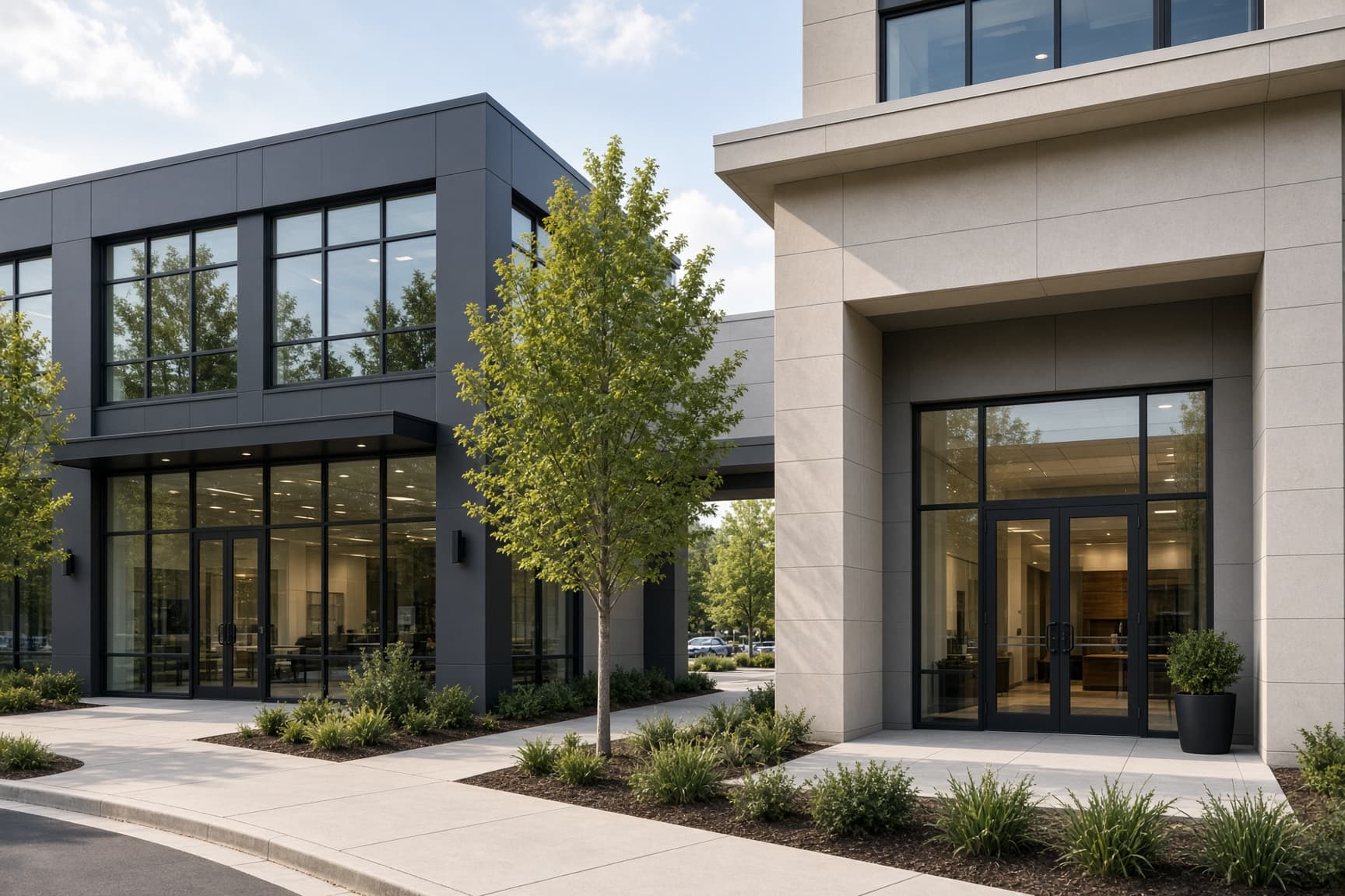 Illustrative commercial building entrance used with a Deal Lab lease example.